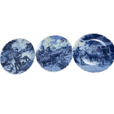 Dealt Blue Tinglazed Plates ( 3 of them)