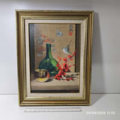 Artwork Signed Quince Blossom Beverly Kellet Framed 