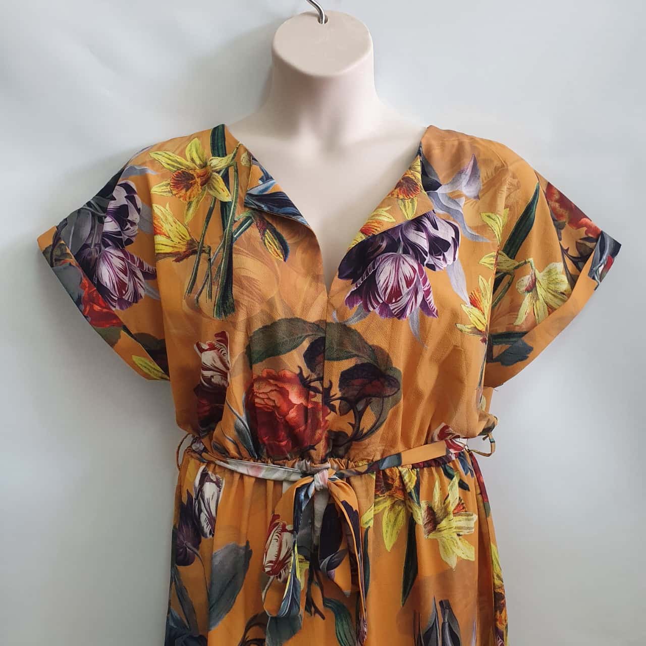 Womens Orange Floral Dress (s)