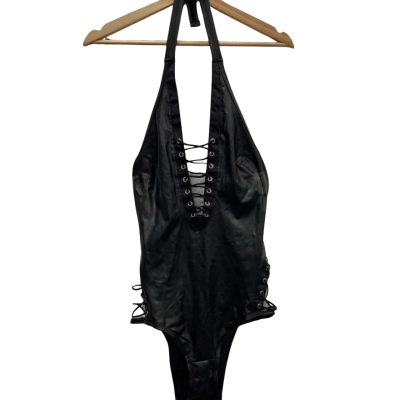  Lovehoney Womens  Size 8-10 Black Laced Bodysuit
