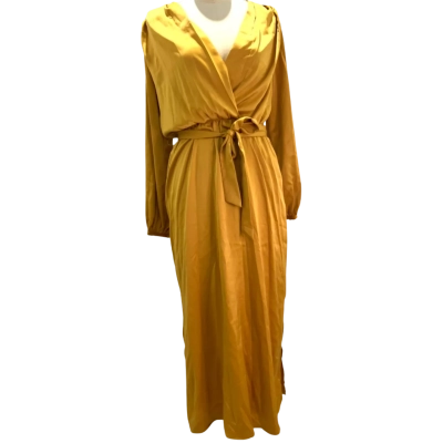 Mango Womens  Size M Formal Dress / Long Sleeve Dress / Midi Dress Gold / Yellow 