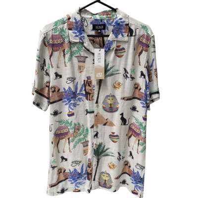 Kenji NEW Size M Egyptian Prints Short Sleeve Shirt 