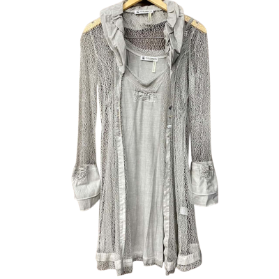 Elisa Cavaletti Club Womens Size L Grey Slip Dress & Longline Shirt Jacket