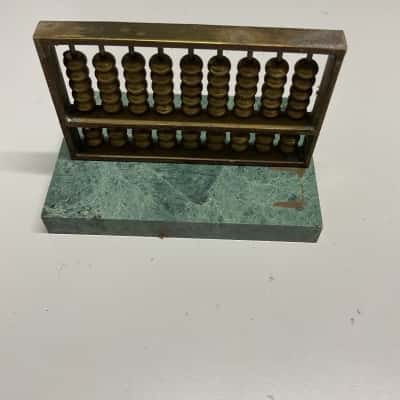 Vintage Chinese miniature abacus brass frame and marble base