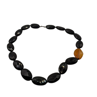  Womens Beaded Necklace / Necklace Black  / Burnt Orange 
