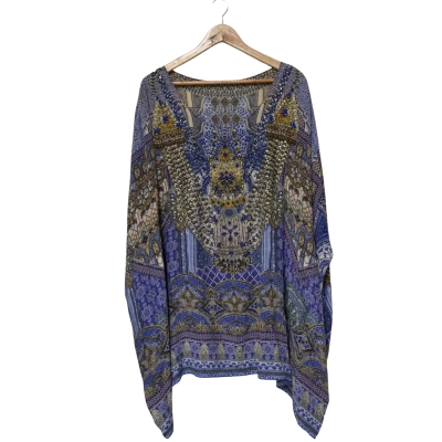 Camilla Silk Bat Wing Top/ Kaftan  Size One Size Blue 