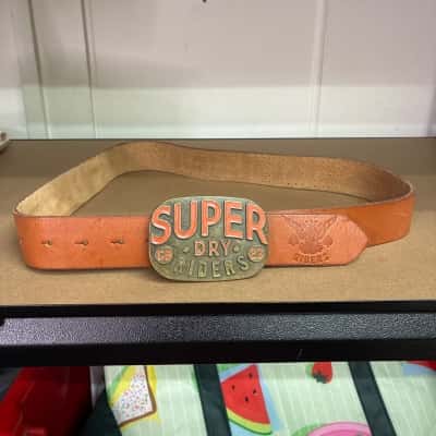 Superdry Mens Size 40 Brown Leather Belt