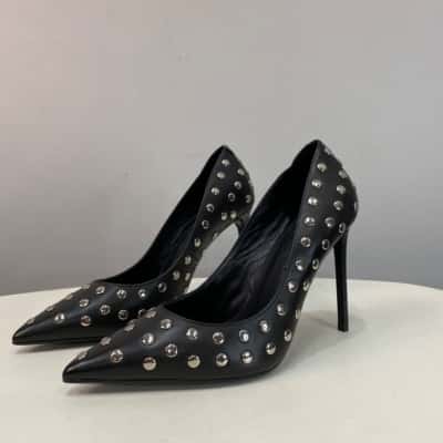 Tony Bianco Womens  Size 9 Heels Black  Leather & Metal Studs