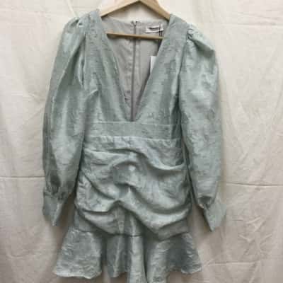 Showpo Womens Size 8 Green Balloon Sleeve Mini Dress