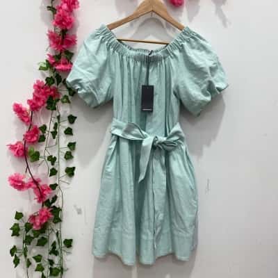 Country Road Womens Off The Shoulder Mini Dress Size 4 Teal 