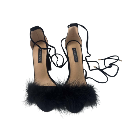 BNWT White Fox  Size 37 Black  heels with feathers