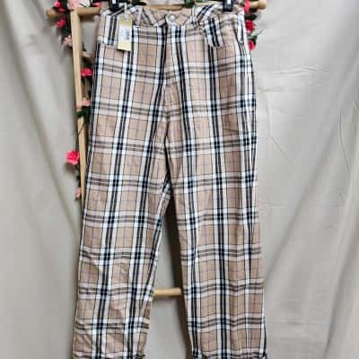 Womens Afends Checkered High Waist Pants Size 10 RRP $99.99