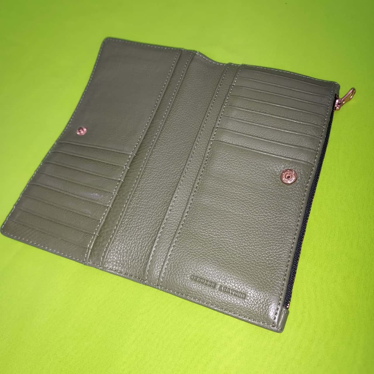Status Anxiety Green Leather Purse Long Wallet Genuine Leather Rose