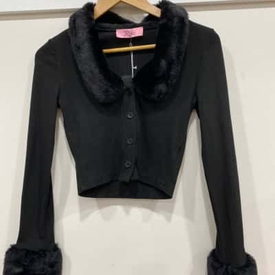 Mazi Womens  Size XS Cropped Cardigan Black  