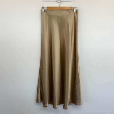 Seed Heritage Beige Satin Look Maxi Skirt Size 8 