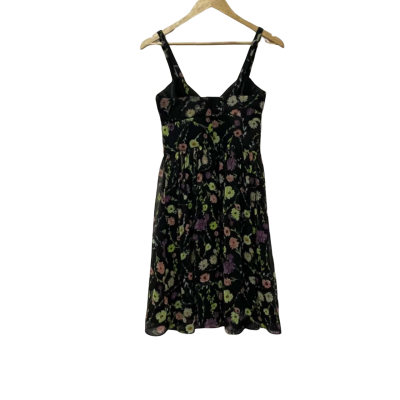 Basque Womens  Size 6 Casual Dress / Floral Dress / Maxi Dress / Party Dress / Shoestring Strap Dress Black  / Floral 