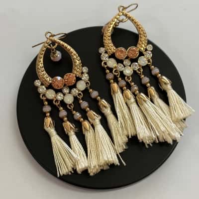 Set of 3 Boho Earrings Pink & Gold Tones