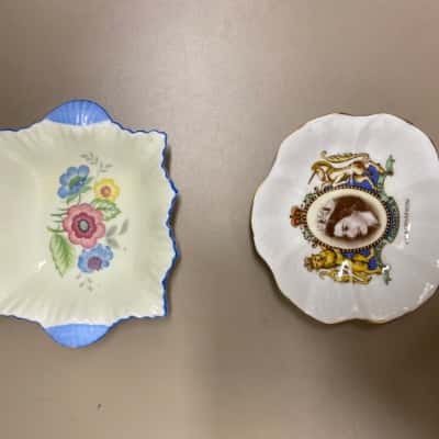 Vintage Queen Elizabeth II England Coronation Plate 1953 Collectible & VINTAGE (1938-1966) SHELLEY ENGLAND DAFFODIL DISH
