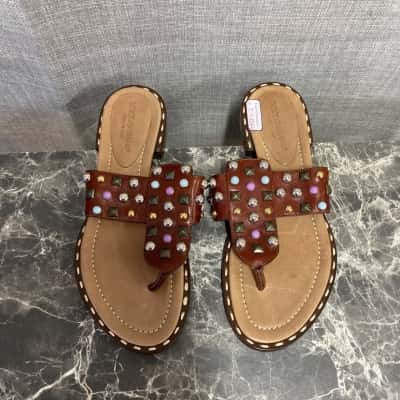  Womens Size 36 Leather Sandals Brown 