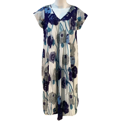 MoZaic Womens Size XL Maxi Dress Blue / White 