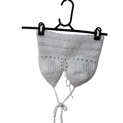 Moon flower the label One Size Cropped crocheted Halter Neck Top White 