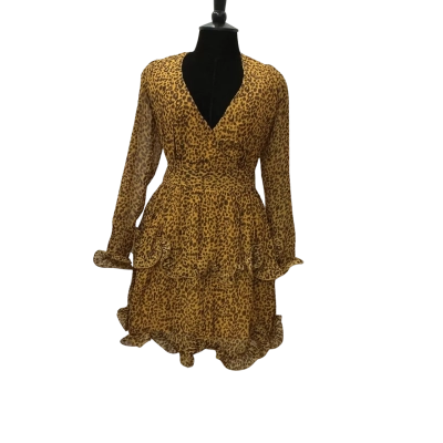 Angel Biba Womens Size 8 Long Sleeve Mini Dress Animal print 