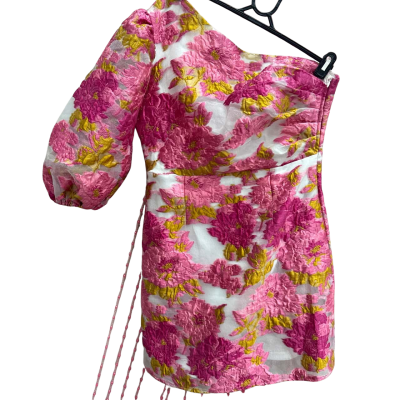 Reverse Womens  Size M Pink Floral One Sided Sleeve Dress 