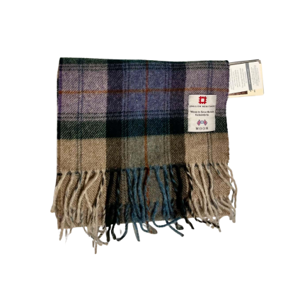 Bronte by Moon Grey Ombre Check Organic Pure New Wool Scarf