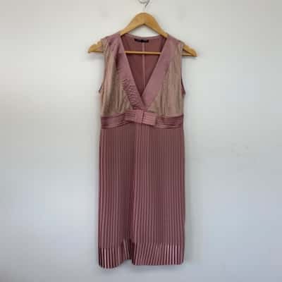 Nicolangela Pink Pleated Midi Dress Size 3   