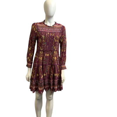 Jaase Womens  Size XS Floral Mini Dress Maroon Mix