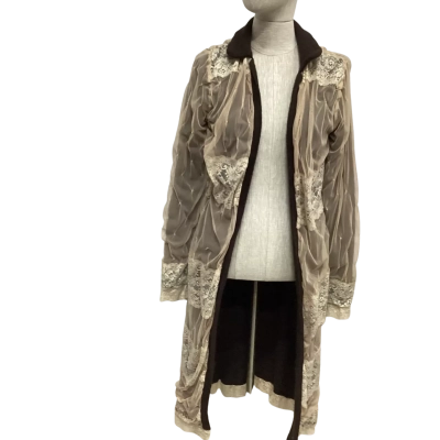 Reversible Size S  Wool Longline Cardigan Brown 