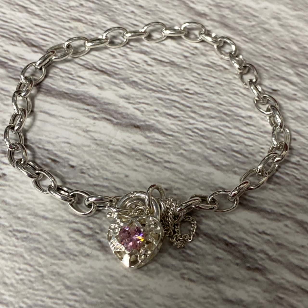 Sterling Silver Bracelet w/Locket & Medal Shield
