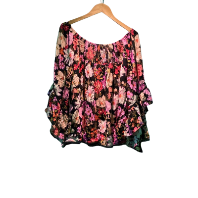 Label of Love Womens  Size L / M Long Sleeve Top / Off-the-shoulder Top Black  / Floral / Multicoloured 