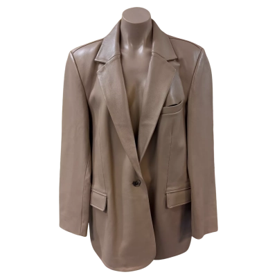 Country Road Beige 'Light Camel' Leather Blazer Jacket (Size 12) - BNWT