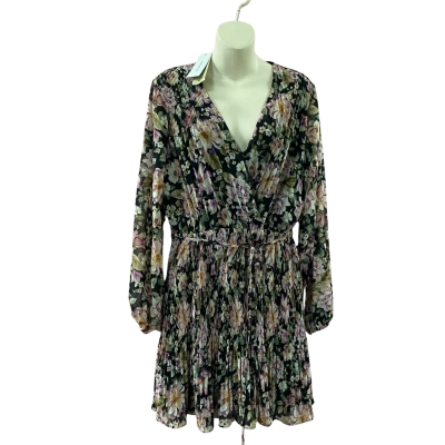 Forever New Women's Lynne Pleated Georgette Mini Dress Dark Haven Floral 