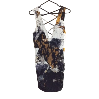 Cooper St Womens  Size 12 Bodycon Dress Black  / Brown / Pattern / White / Yellow 