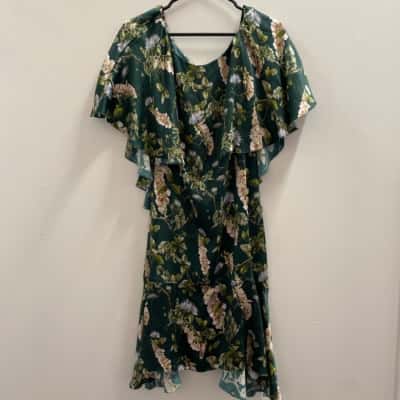 Morrison Womens  Size 1 Midi Dress Green / Multicoloured 