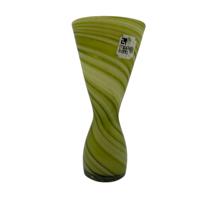 Large Green Swirl Glass Vase