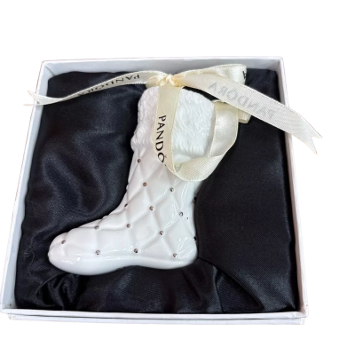 Pandora ~ White Porcelain Christmas Stocking Ornaments