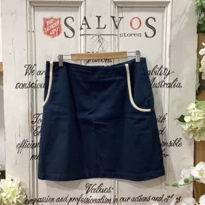 Gorman Brand! MINI SKIRT! WITH ROPE DETAILING ALONG THE POCKETS! Womens  Size 14 Mini Skirt Navy Blue 