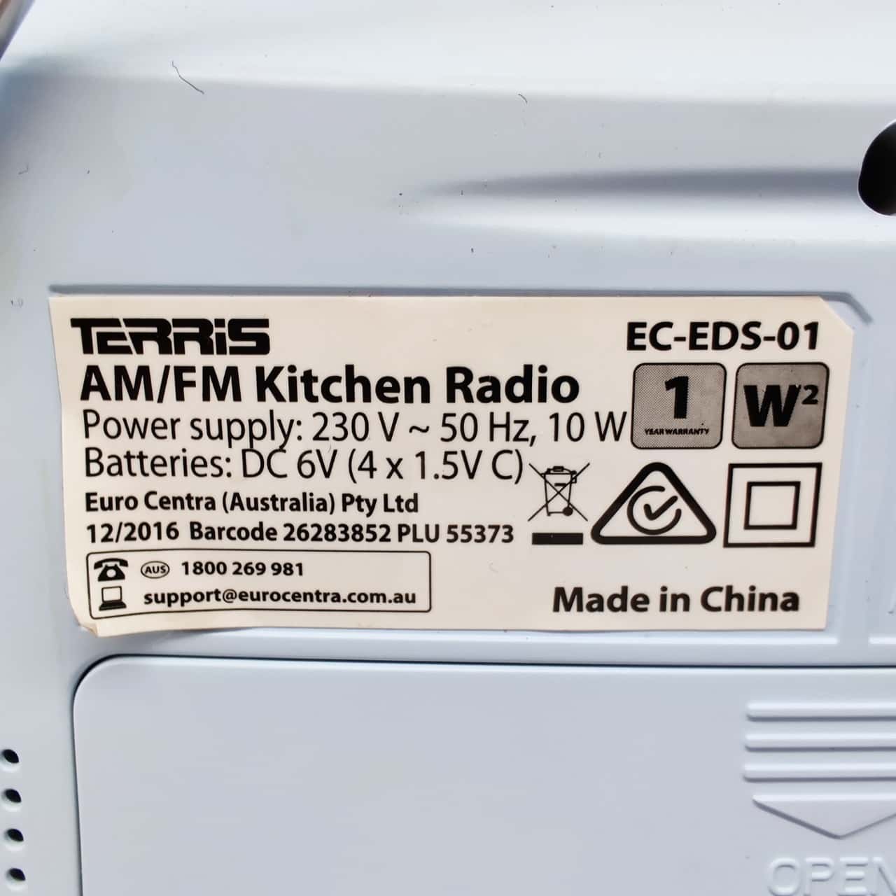 Terris AM/FM Kitchen Radio - Item Has Been Tested & Tagged For ...