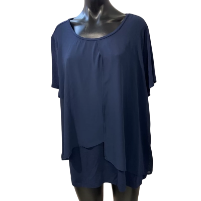 Maggie T Womens  Size 20 Short Sleeve Top Navy Blue 