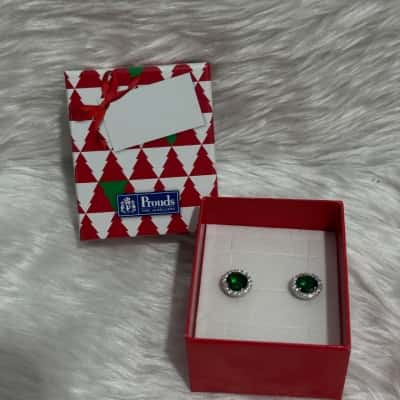  Womens Earrings Green / Silver 