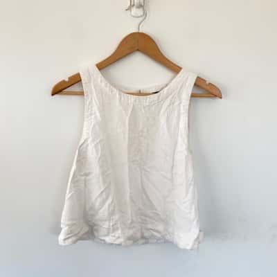 Sportsgirl White Sleeveless Crop Top Size 12 