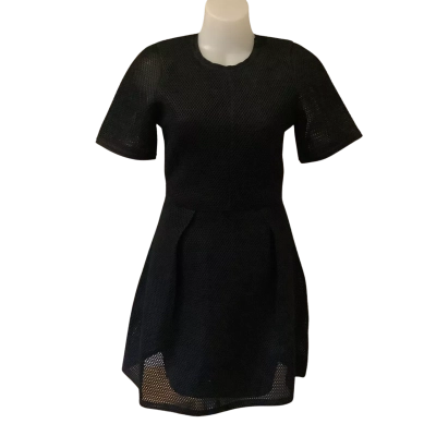 Calvin Klein.   Honeycomb Mesh Fit-and-Flare Short Dress.  Black.  Size M 