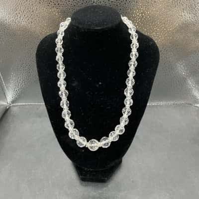  Womens Faceted Glass Necklace with 935 Clasp