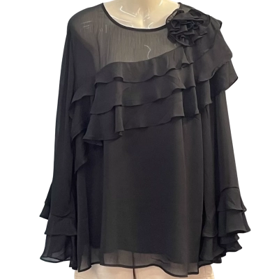 City Chic Womens Size 18/M Long Sleeve Top Black