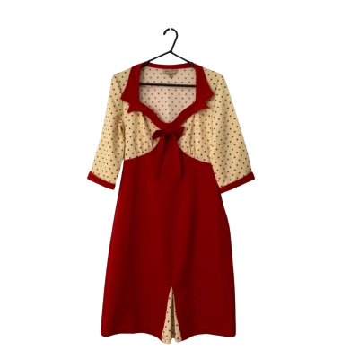Lindy Bop Womens Polka Dot Bow Dress Size 12 Red 