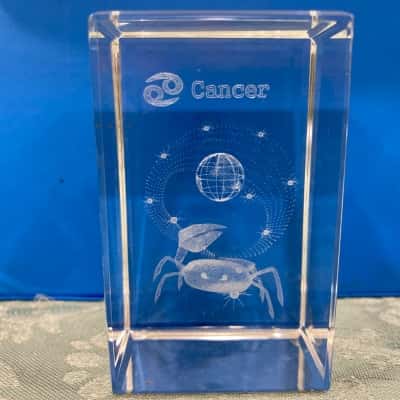 3D Laser-etched Crystal Block (Cancer)