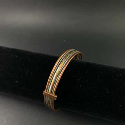 Vintage copper Bracelet Adjustable Mixed Metal Statement 